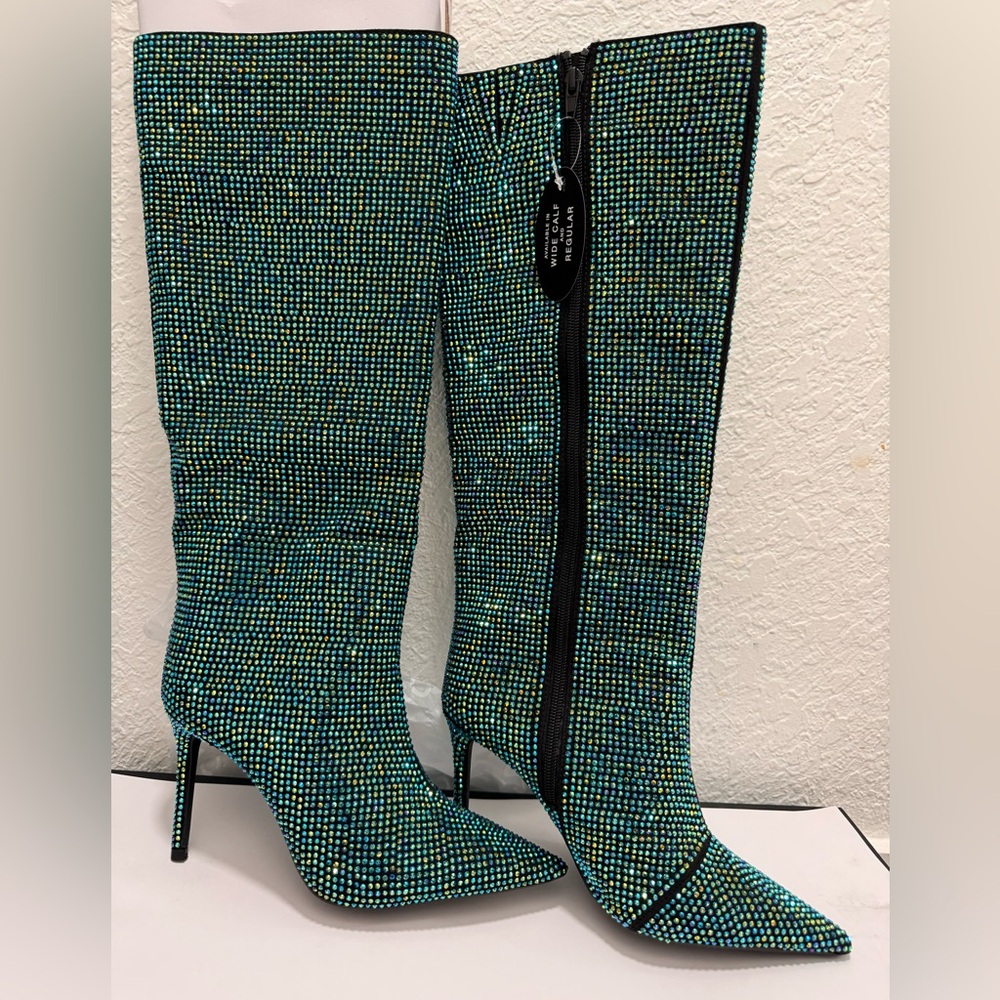 INC International Concepts Sparkling Blue Heeled Boots